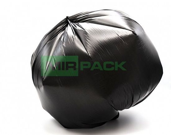 Мешки для мусора 60 литров, 12 мкм, ПНД, черные, в рулоне 20 шт, 60х70 см, особопрочные, MIRPACK - Вид 3